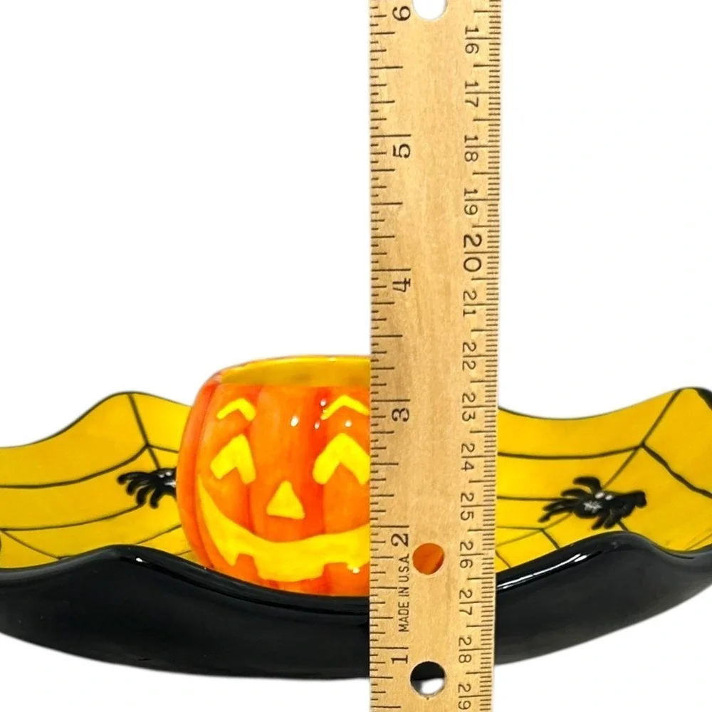 Dennis East Halloween Jack-o-Lantern Spiderweb Candy Dish‎ Chip & Dip Bowl 2005